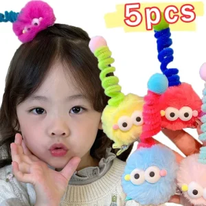 1/5pcs Cartoon Plush Monster Hairpins